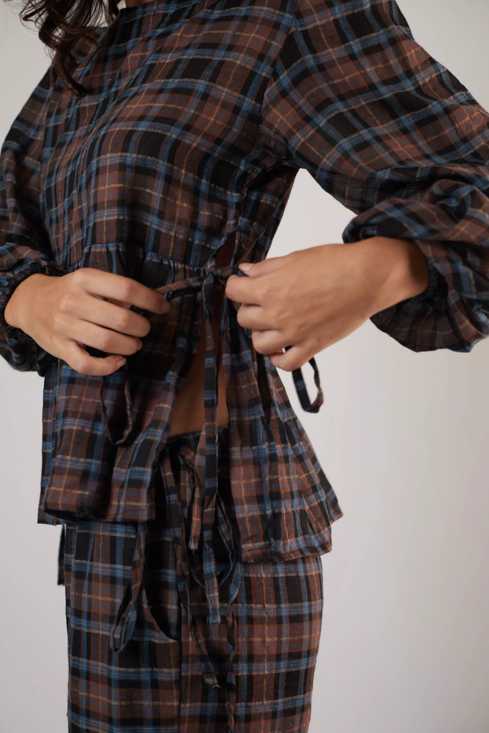 Bata Manga Longa Laços Tartan - Imagem 5