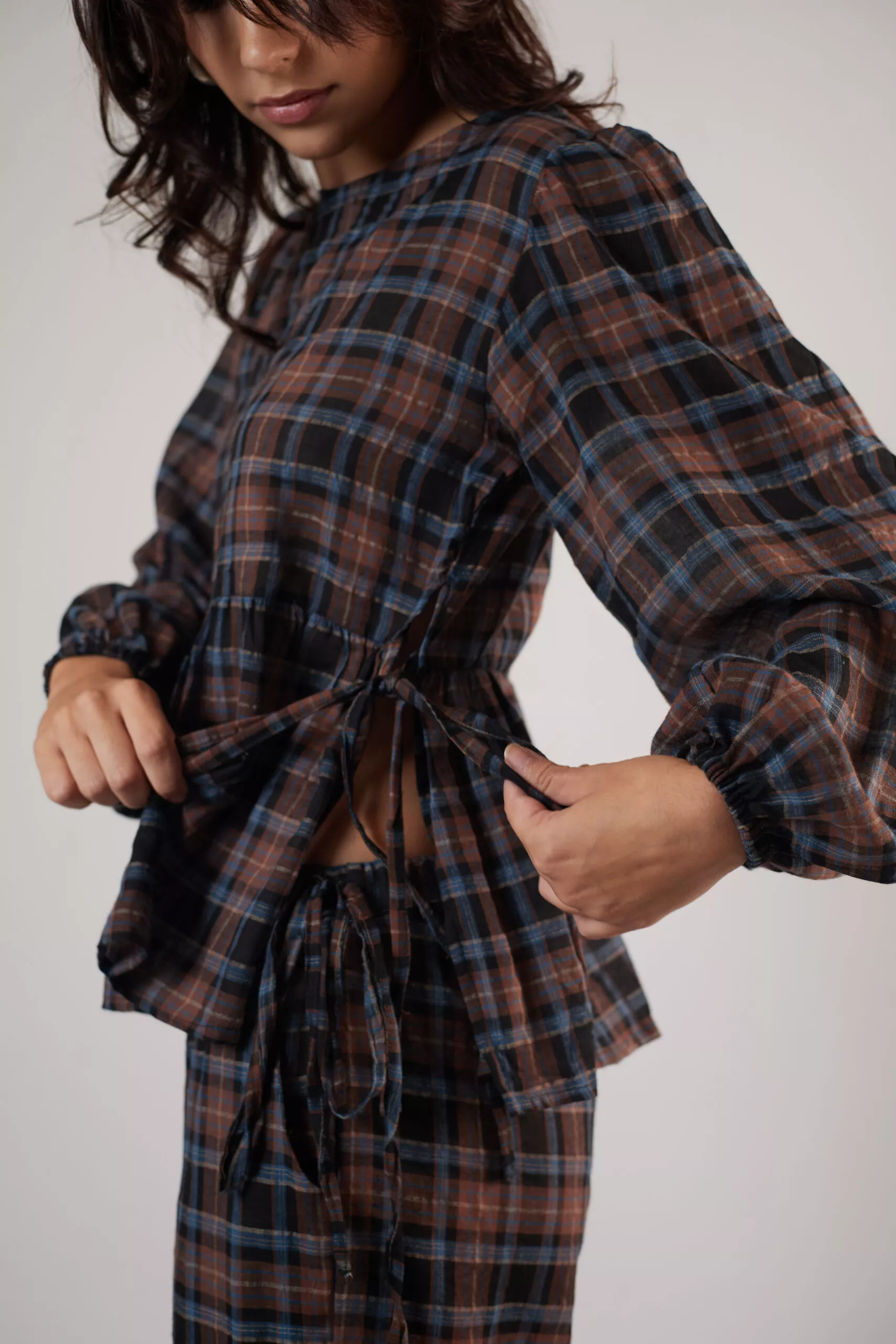 Bata Manga Longa Laços Tartan - Imagem 2