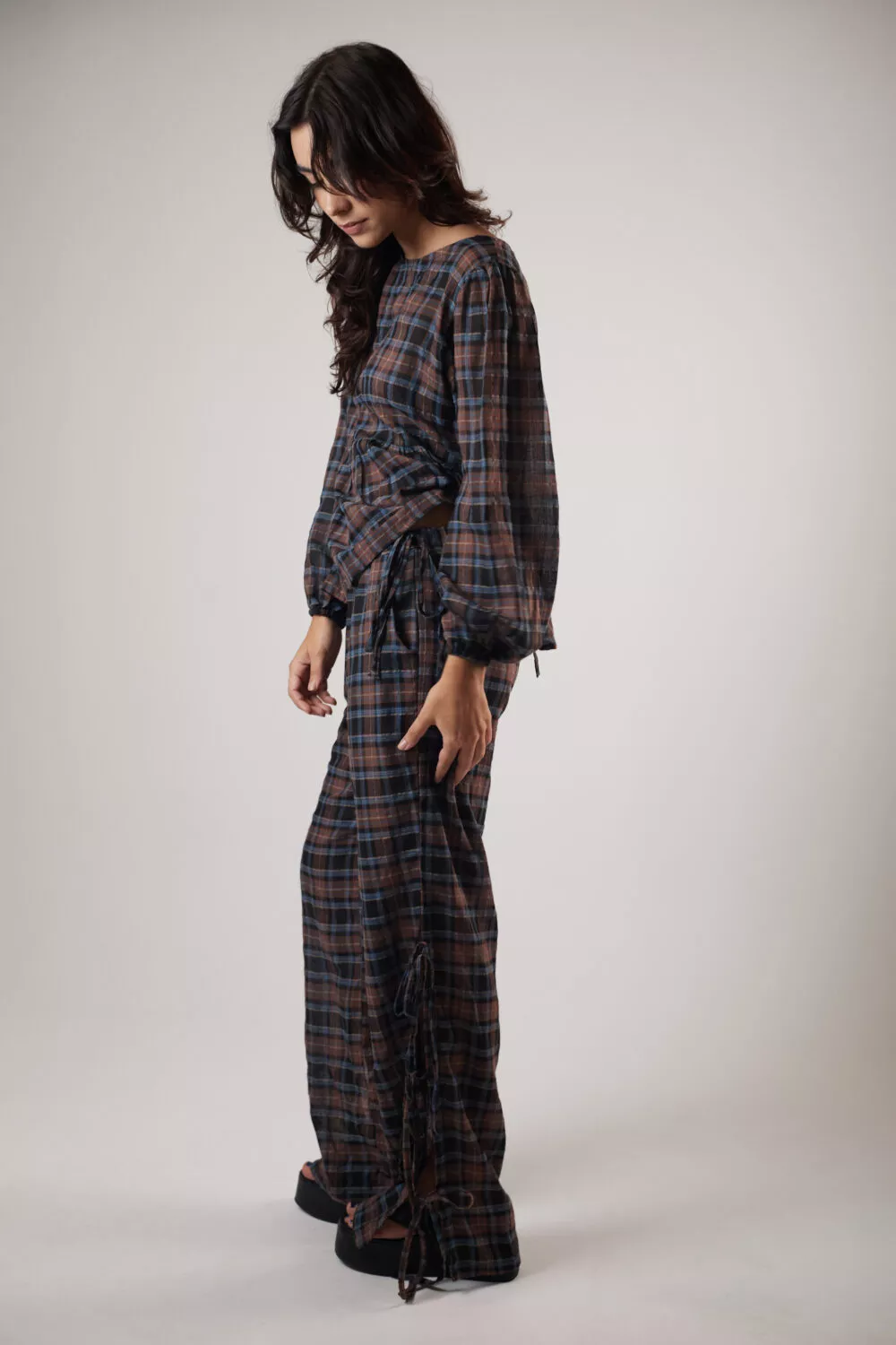 Bata Manga Longa Laços Tartan - Imagem 8