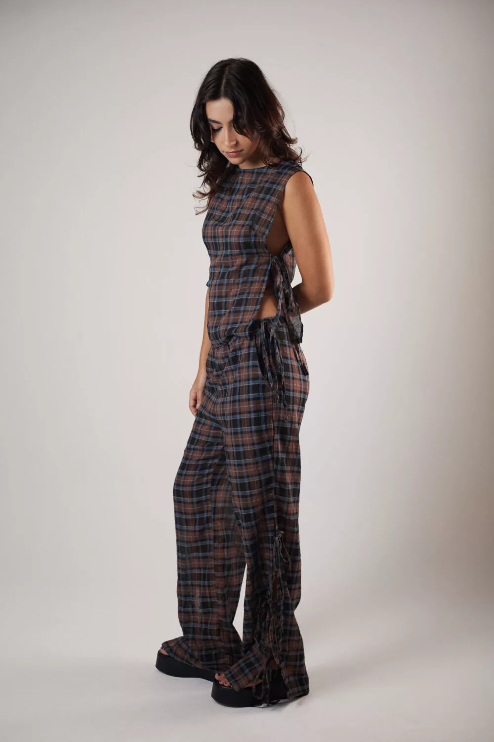Calça Pantalona Laços Tartan - Imagem 5