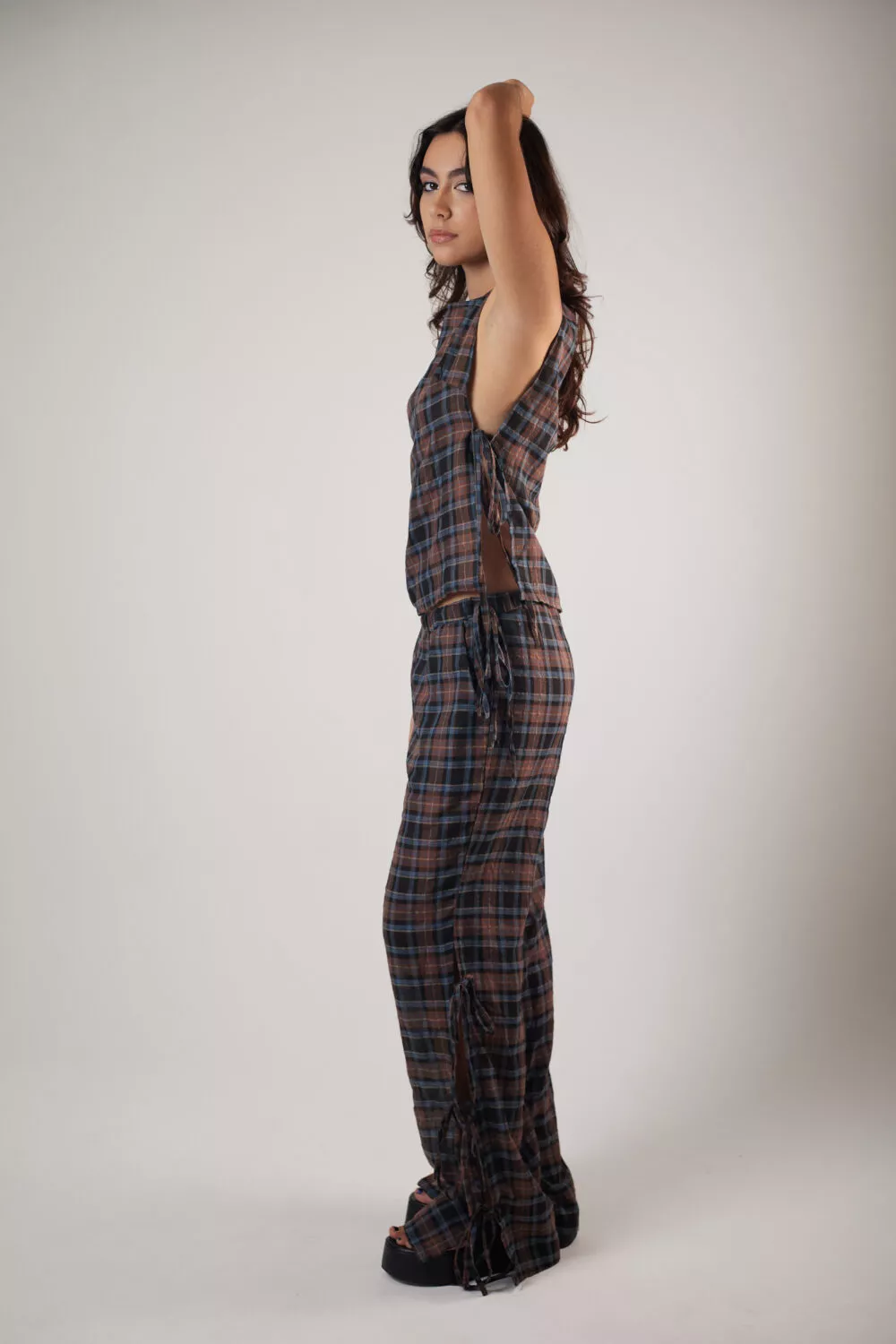 Calça Pantalona Laços Tartan - Imagem 6