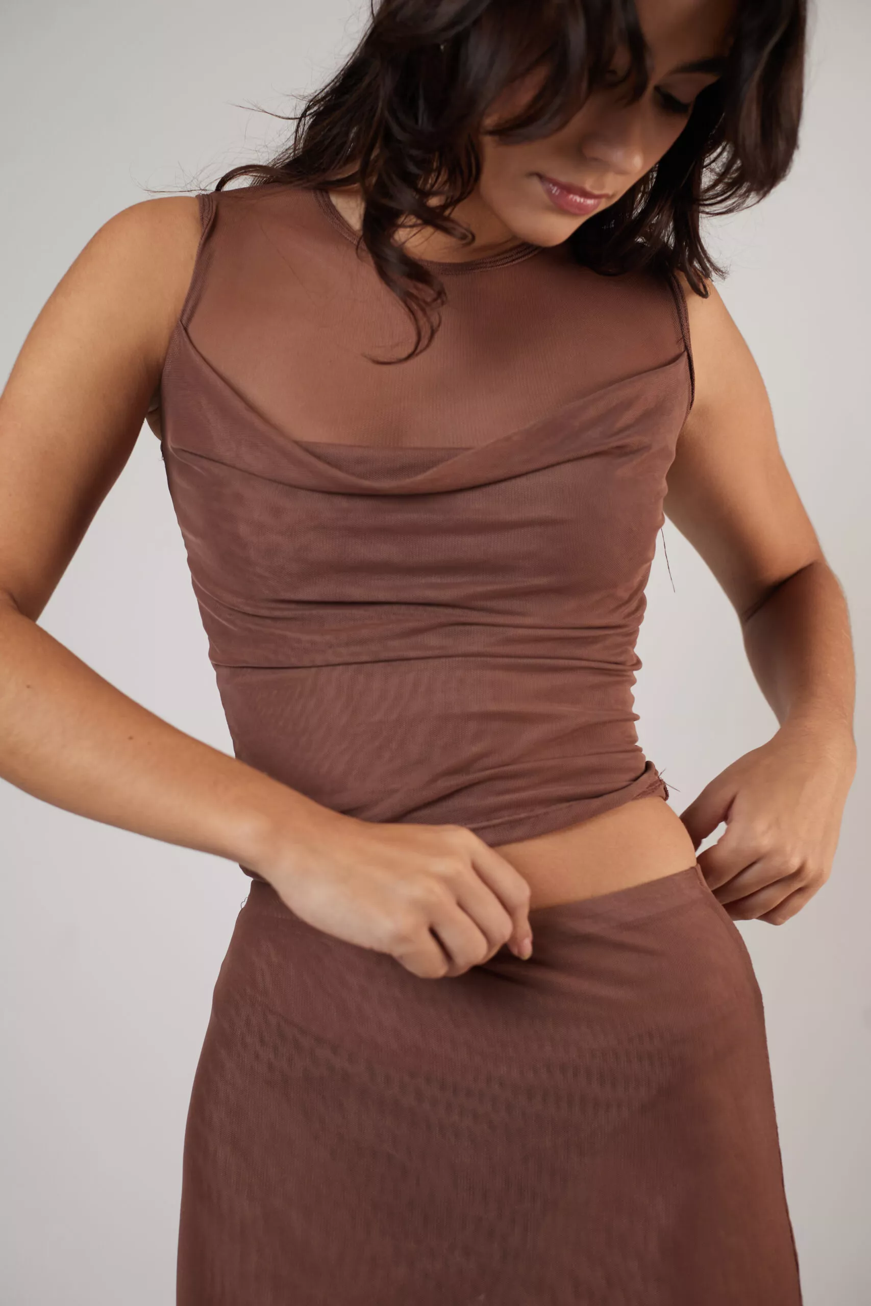 Blusa Degagê Tule Marrom - Imagem 4