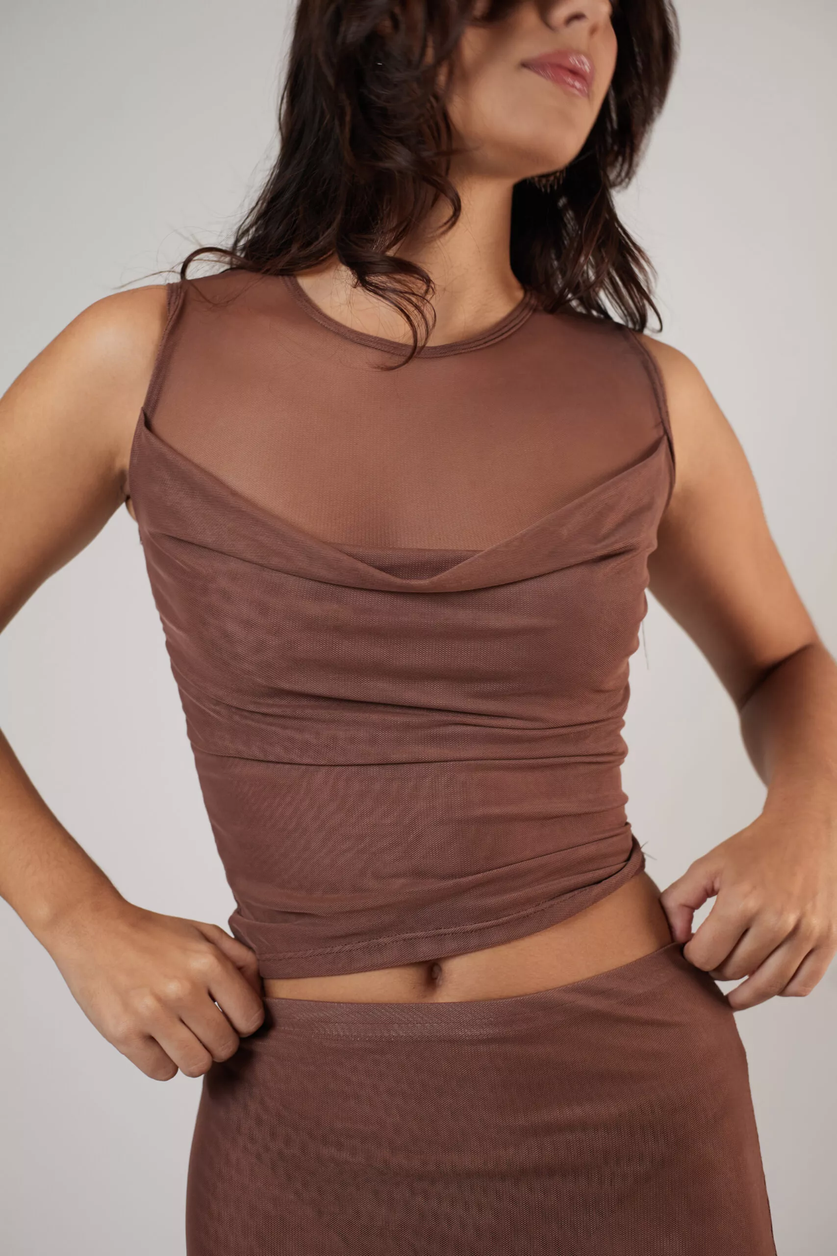 Blusa Degagê Tule Marrom - Imagem 2