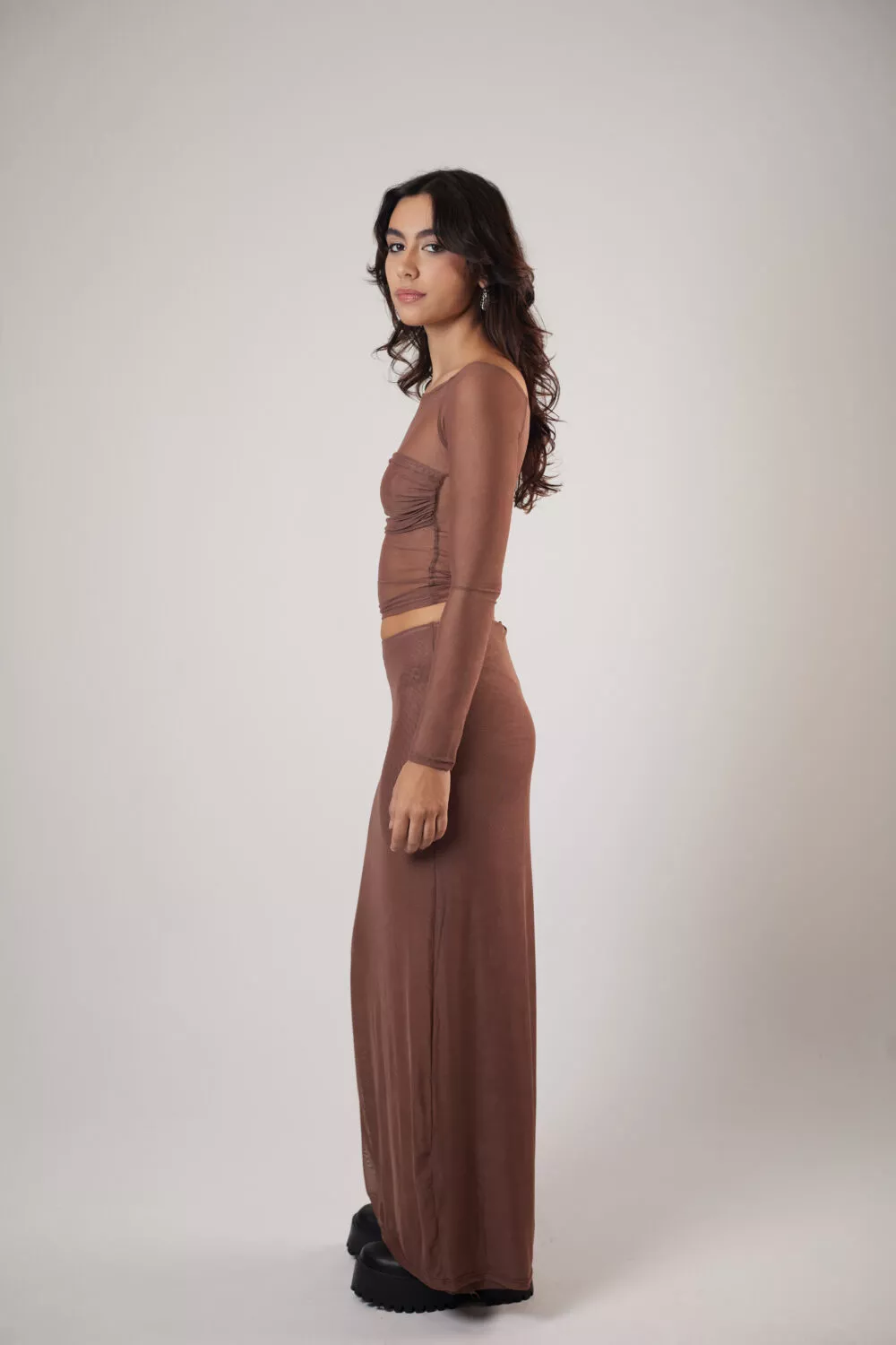 Saia Longa Tule Marrom - Imagem 9