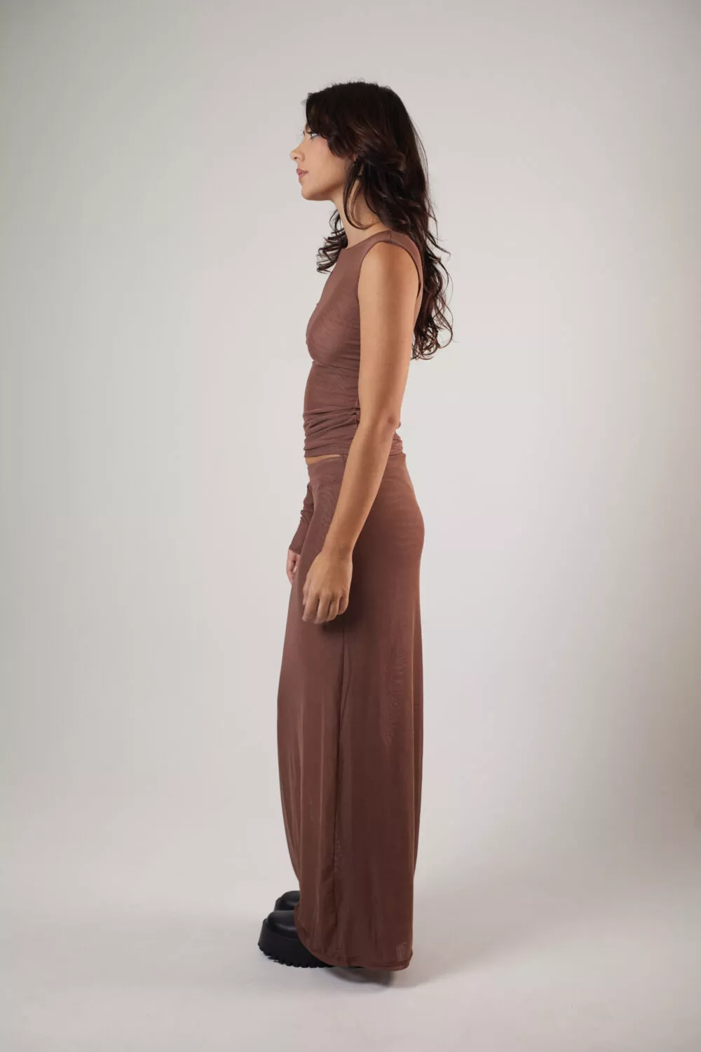 Saia Longa Tule Marrom - Imagem 3