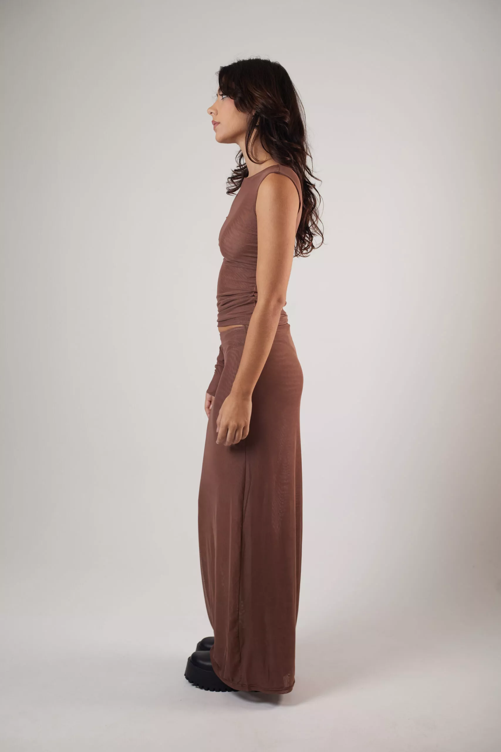 Blusa Assimétrica Tule Marrom - Imagem 8