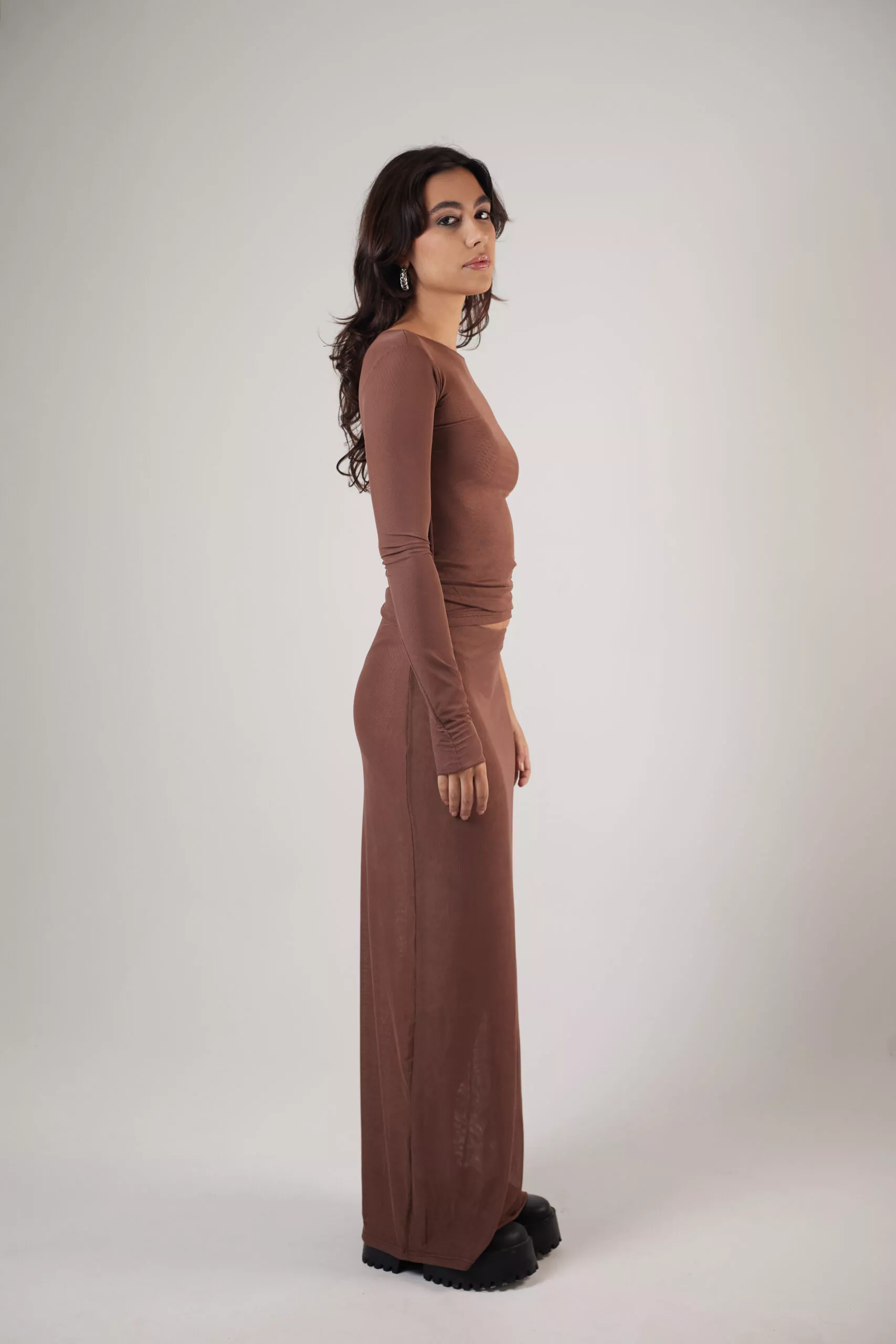 Blusa Assimétrica Tule Marrom - Imagem 6