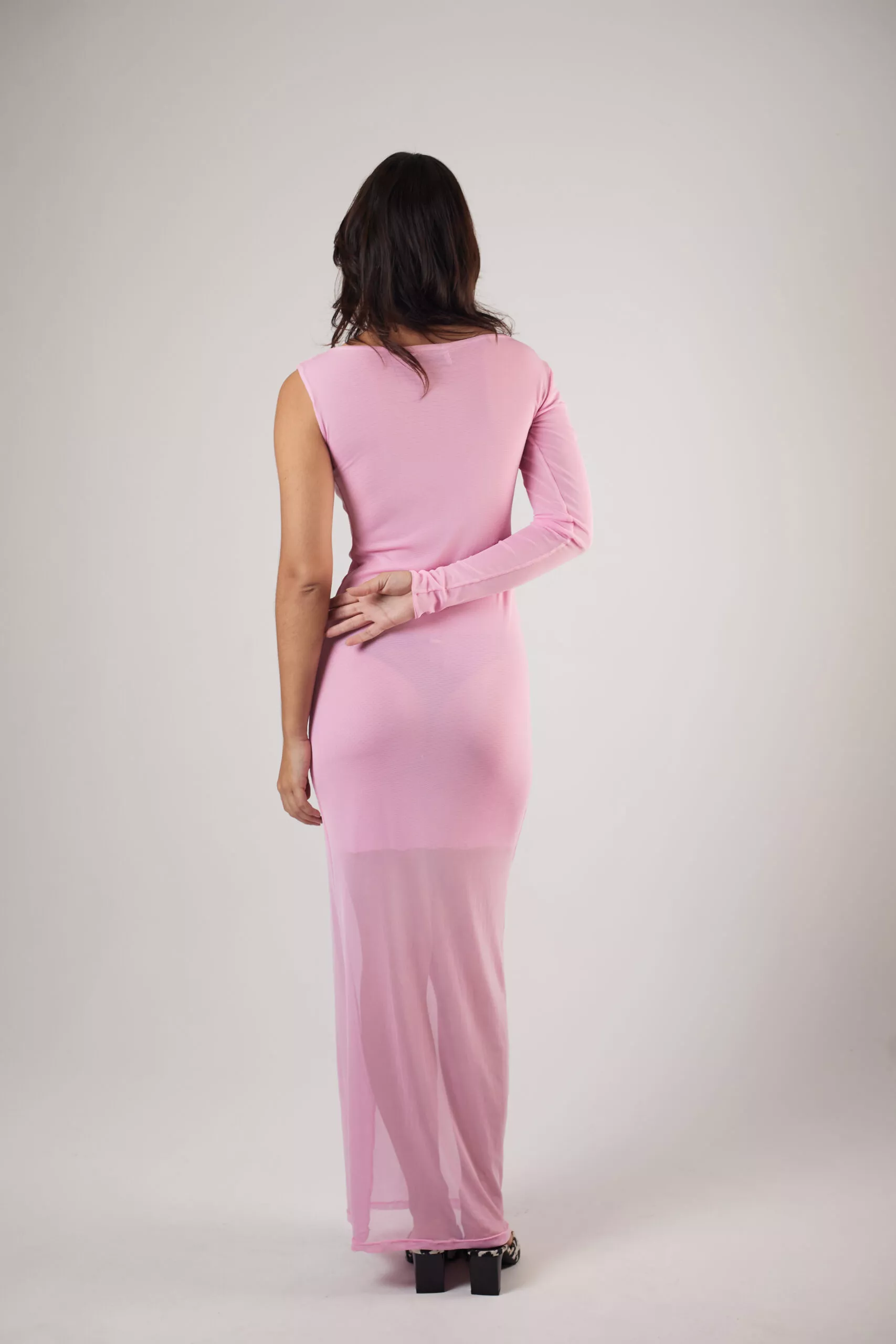 Vestido Longo Assimétrico Tule Rosa - Imagem 12