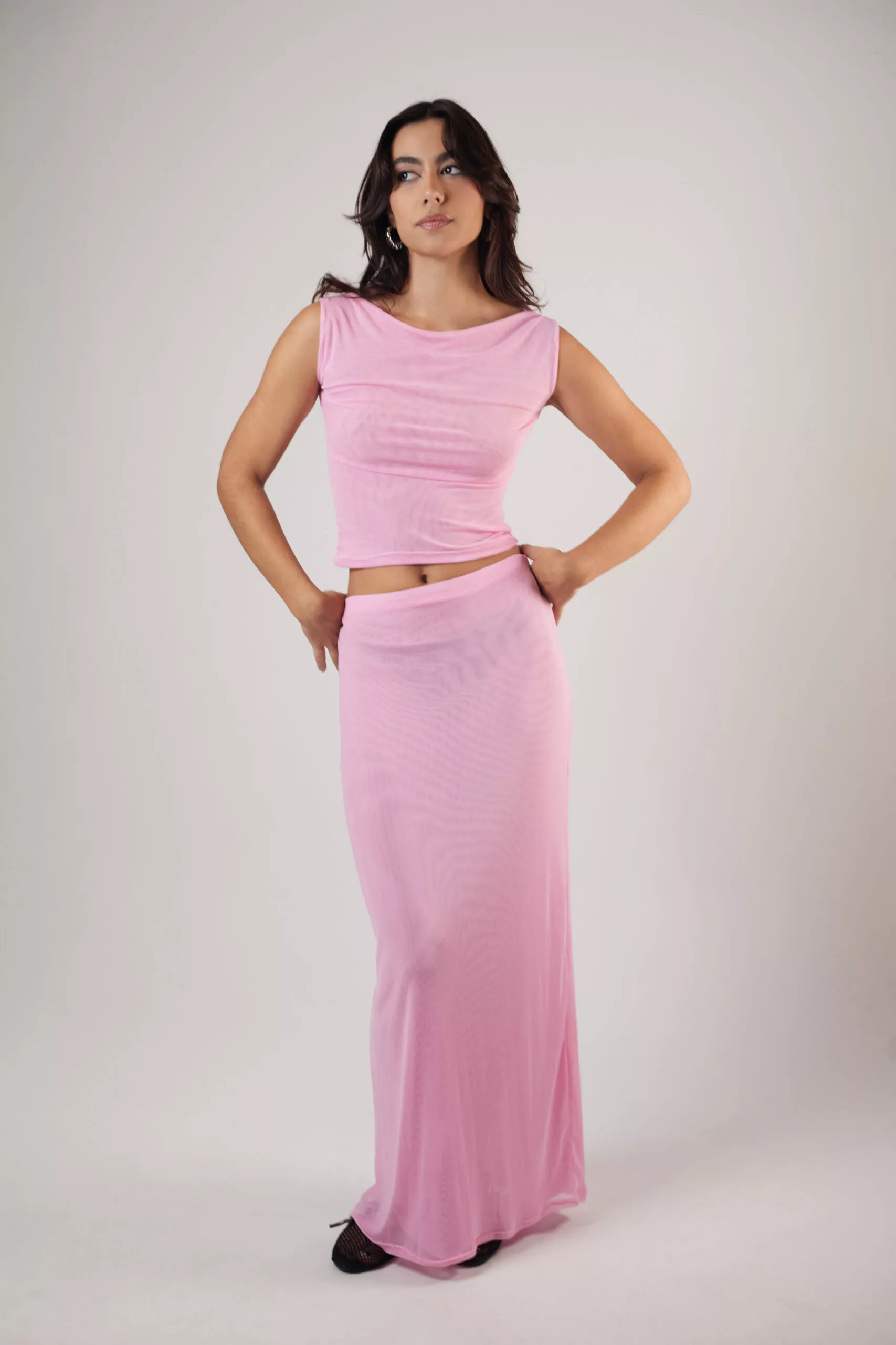 Saia Longa Tule Rosa - Imagem 2