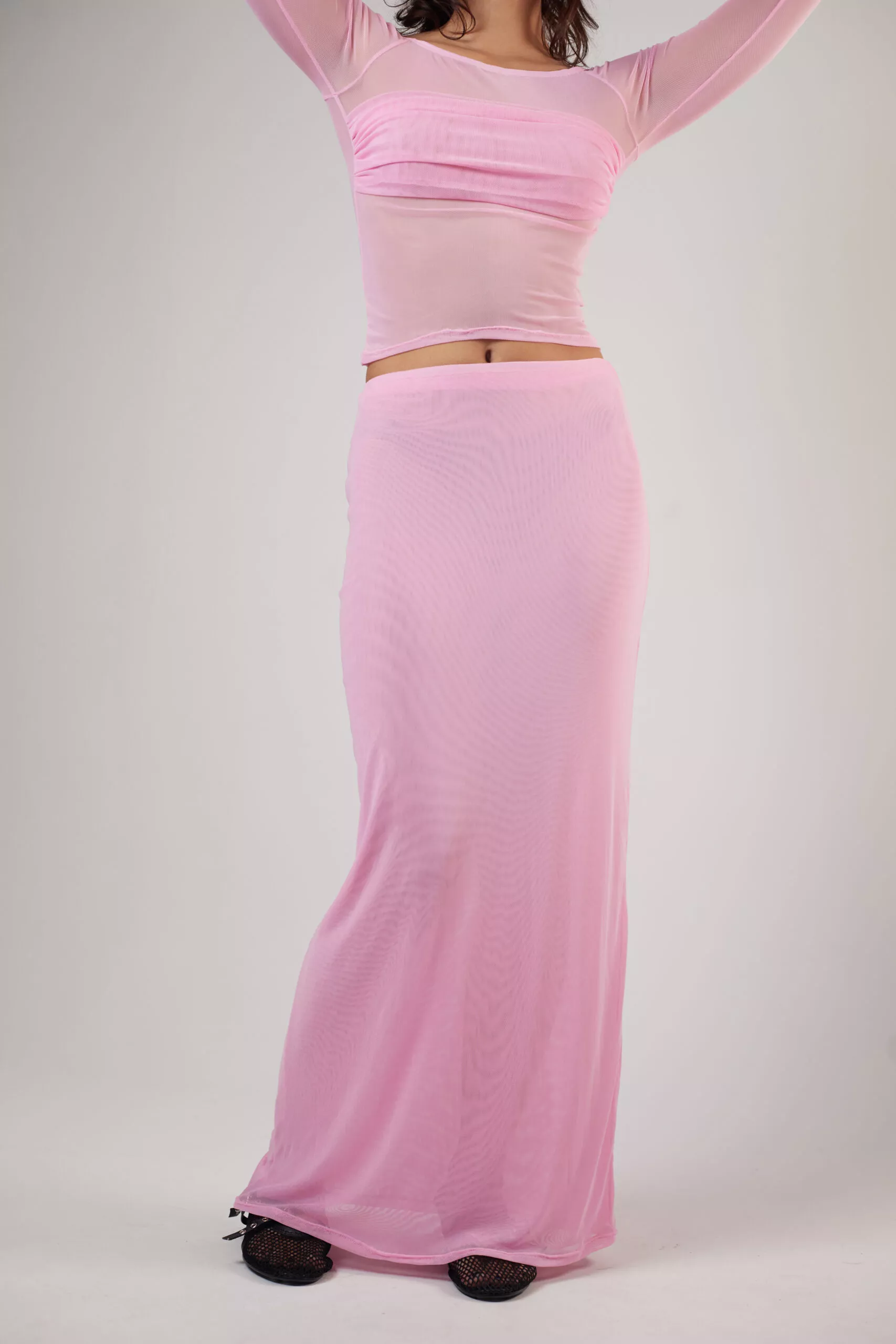 Saia Longa Tule Rosa - Imagem 3