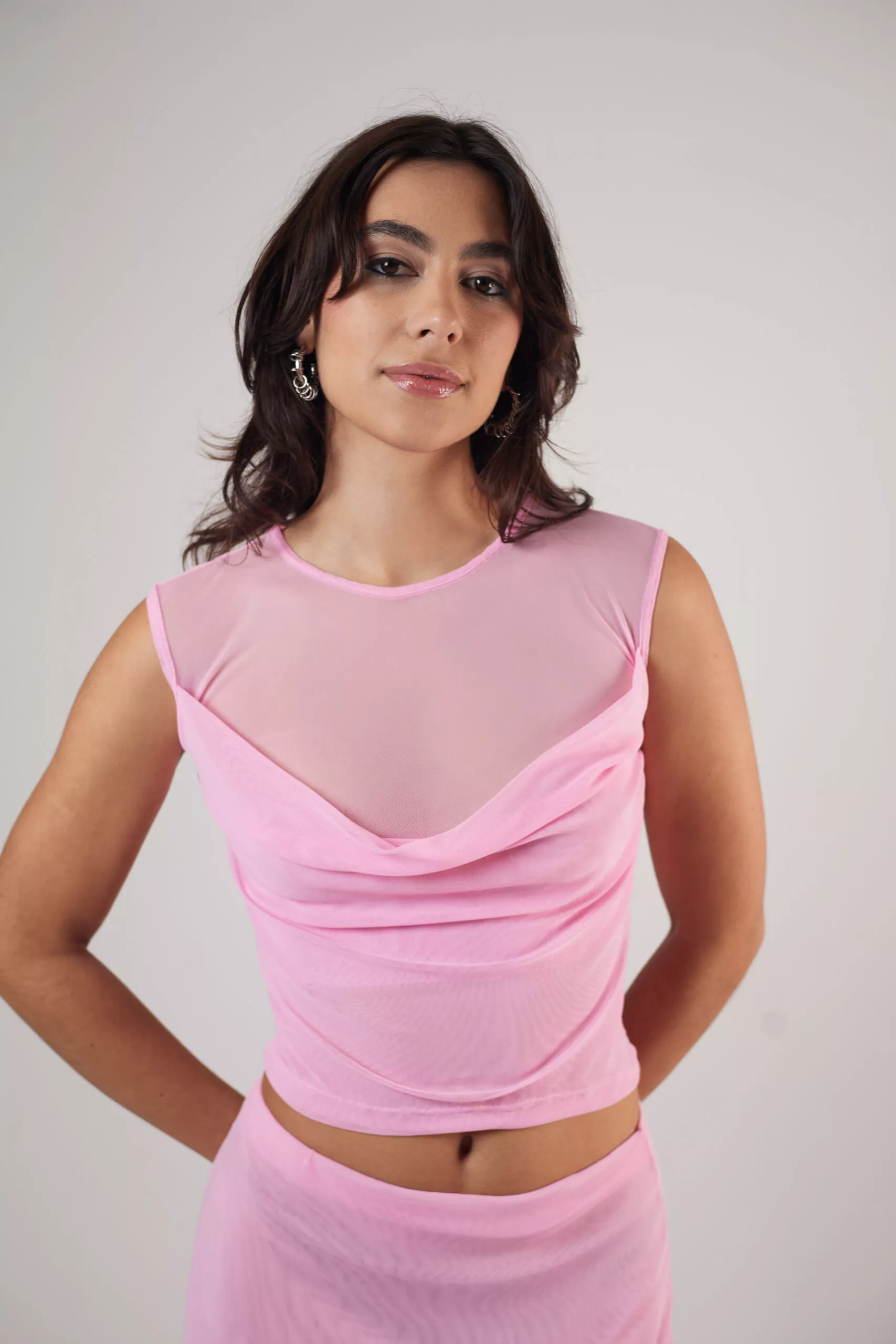Blusa Degagê Tule Rosa