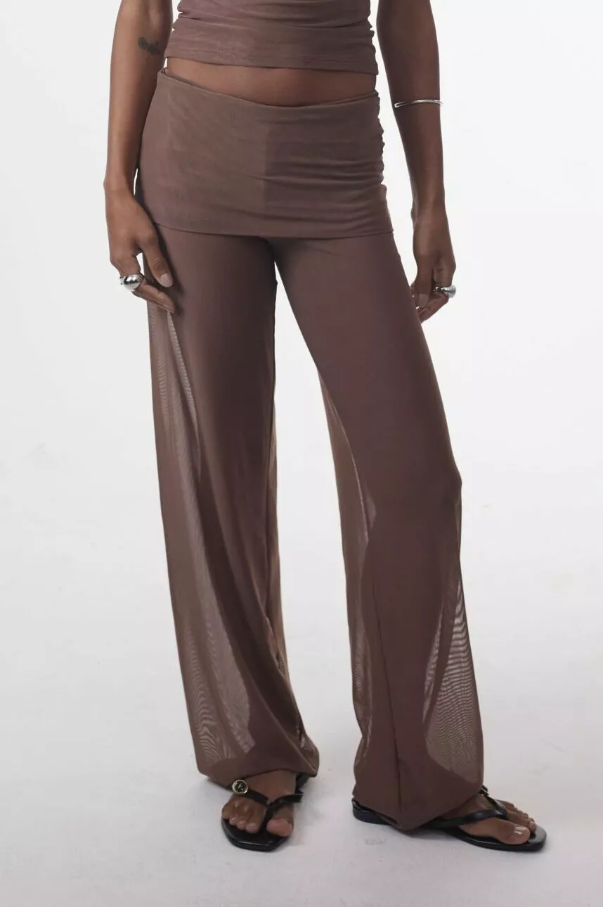 Calça Cós Saia Tule Marrom
