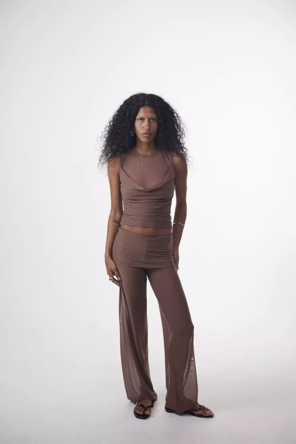 Calça Cós Saia Tule Marrom - Imagem 3