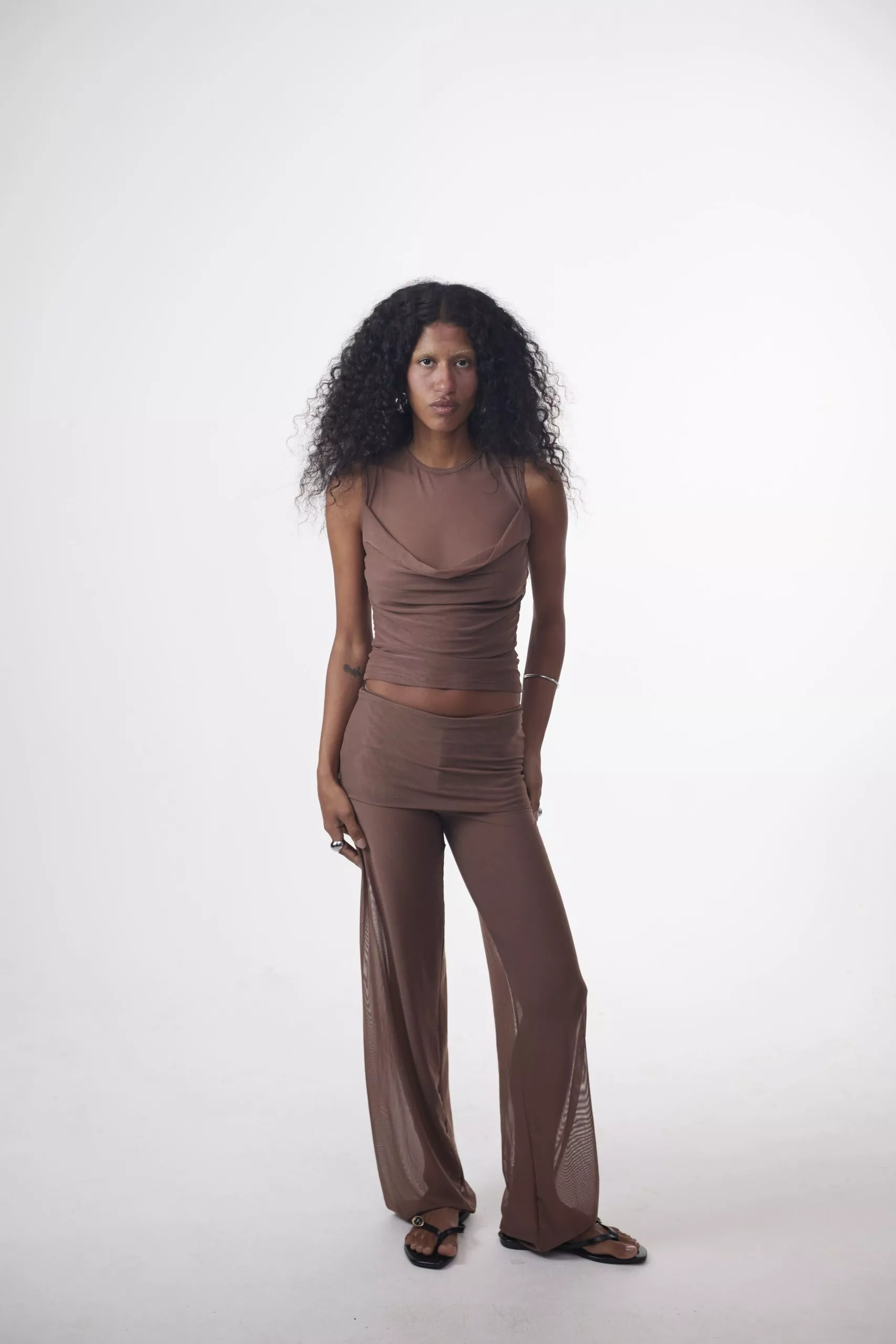 Calça Cós Saia Tule Marrom - Imagem 3