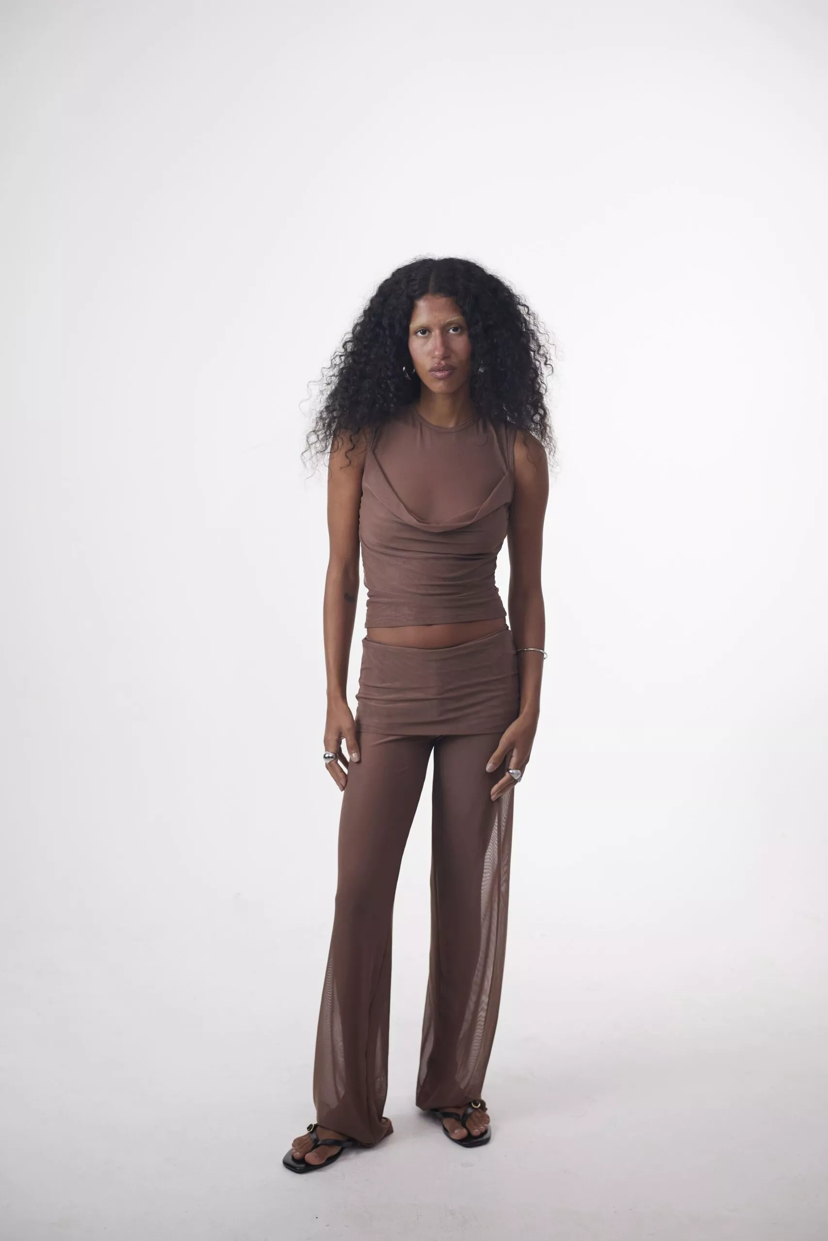 Calça Cós Saia Tule Marrom - Imagem 4