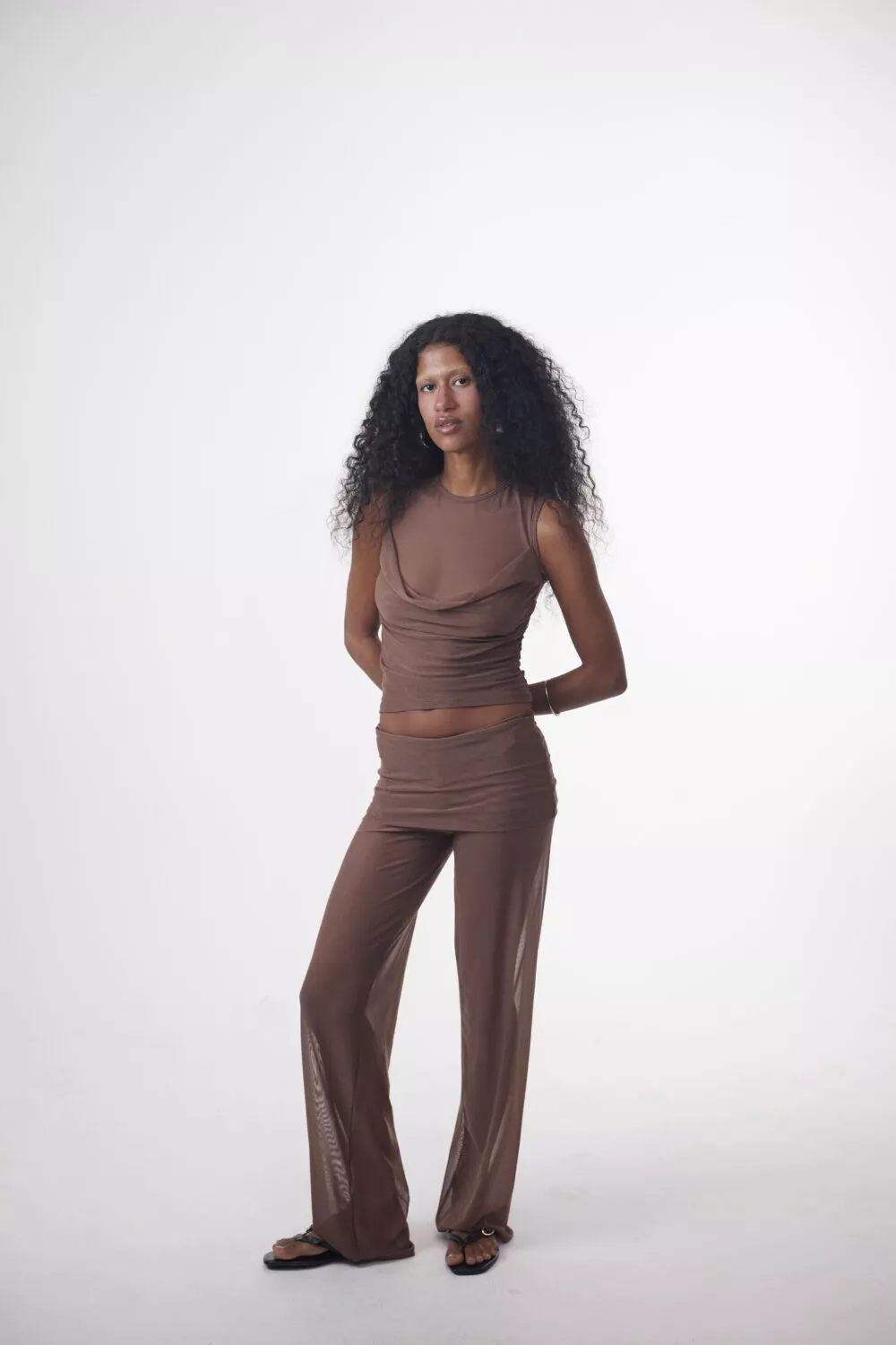 Calça Cós Saia Tule Marrom - Imagem 5