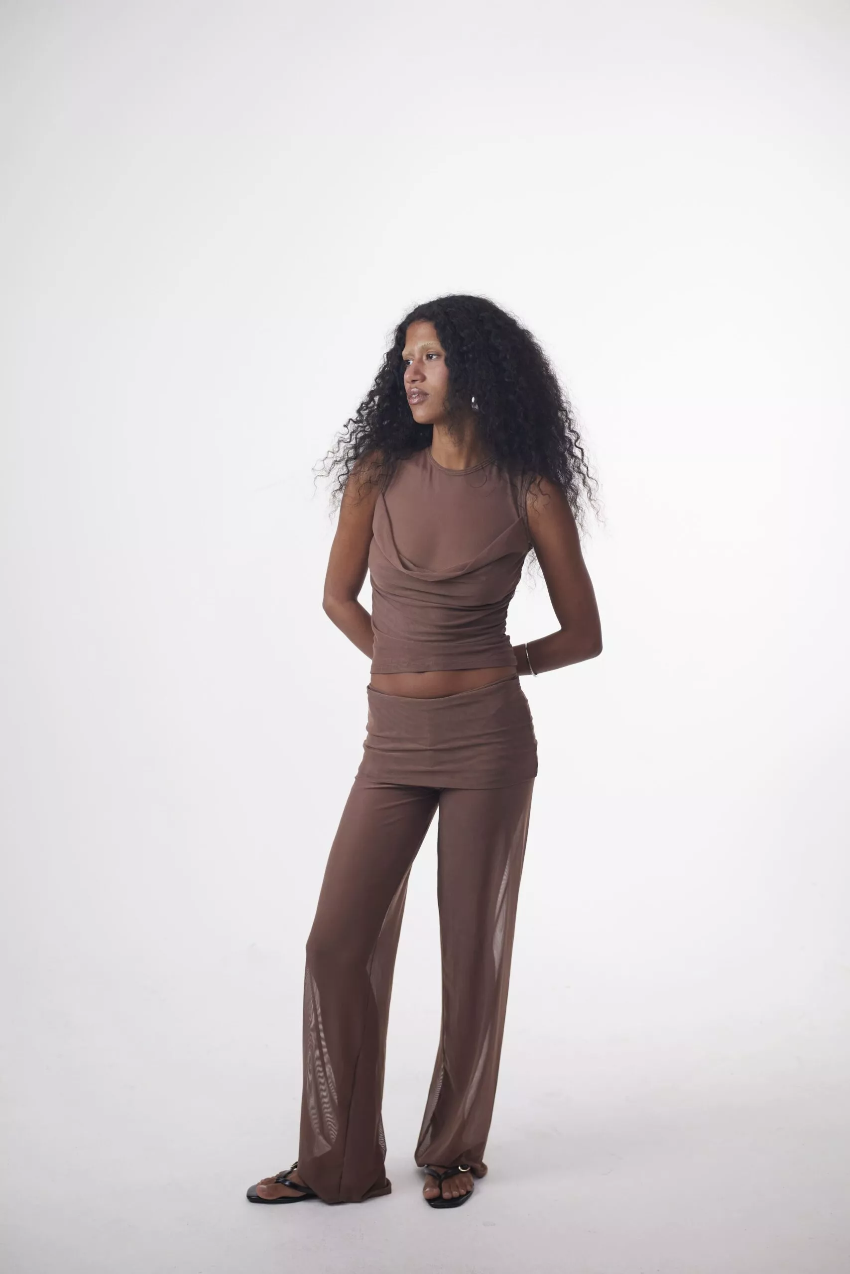 Calça Cós Saia Tule Marrom - Imagem 2