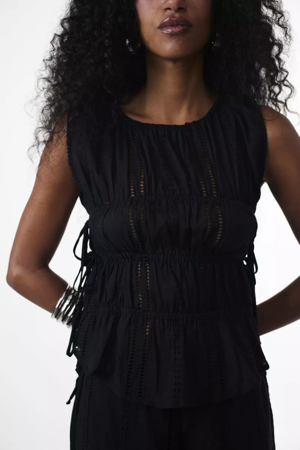 Blusa Franzida Laços Laise Preta - Imagem 10