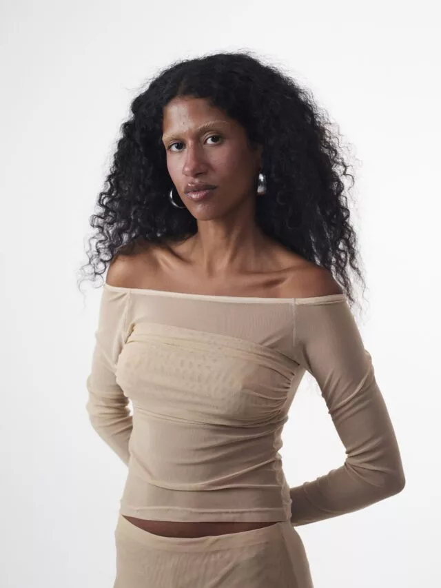 Blusa Drapeada Tule Sand