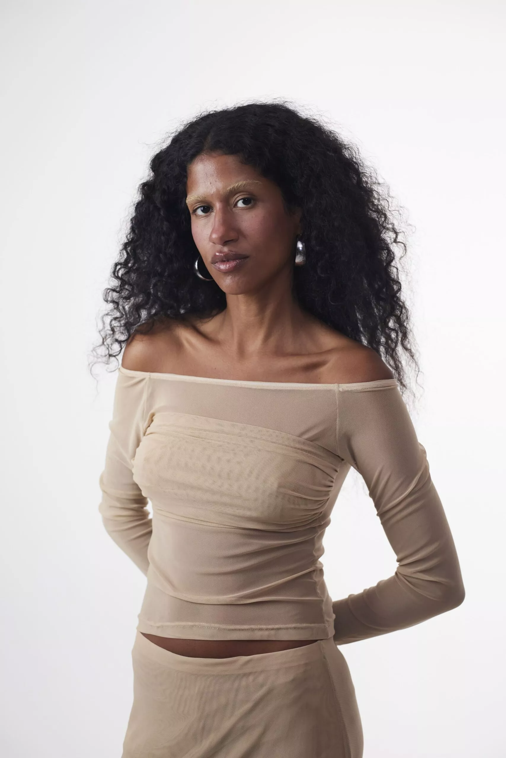 Blusa Drapeada Tule Sand