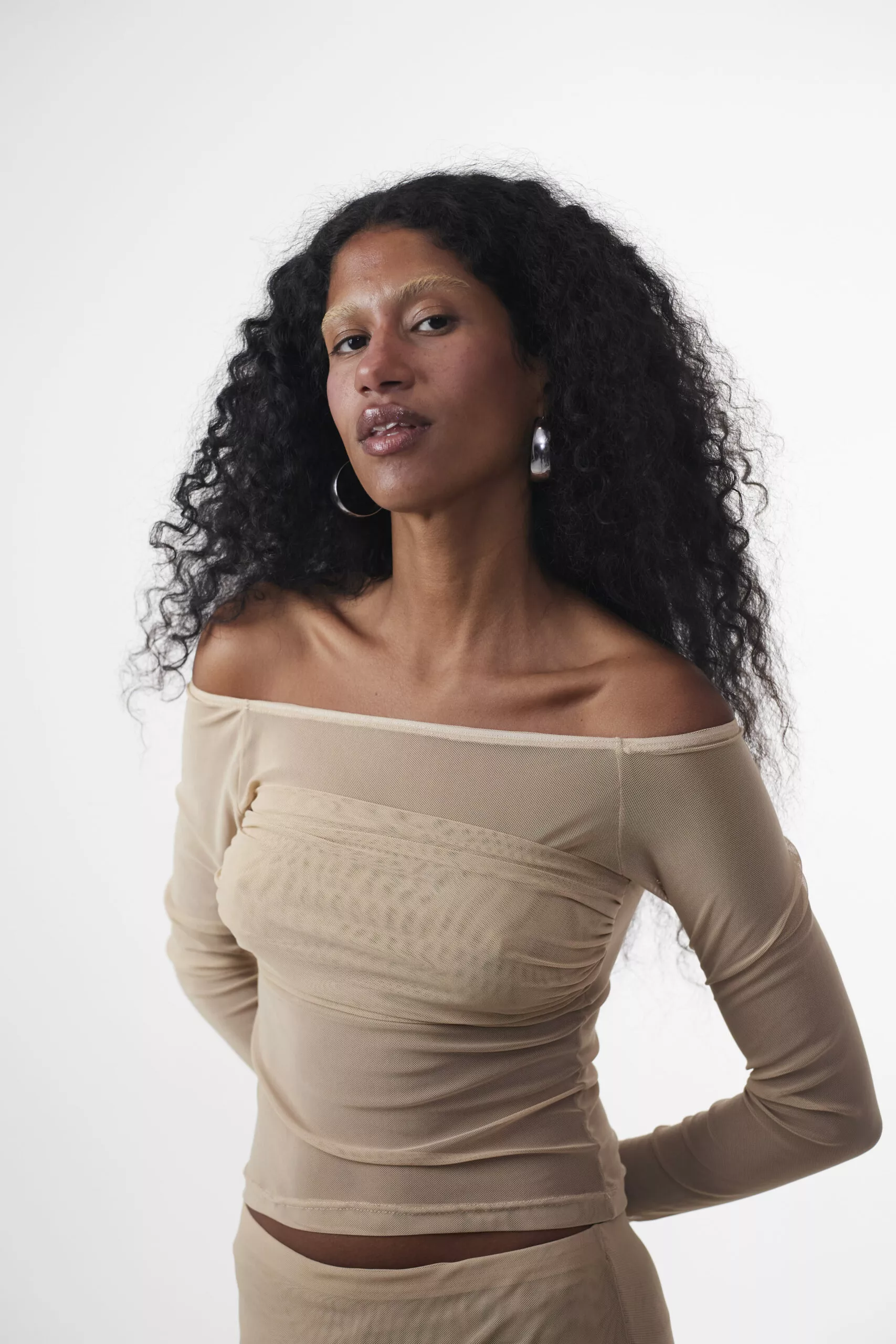 Blusa Drapeada Tule Sand - Imagem 3