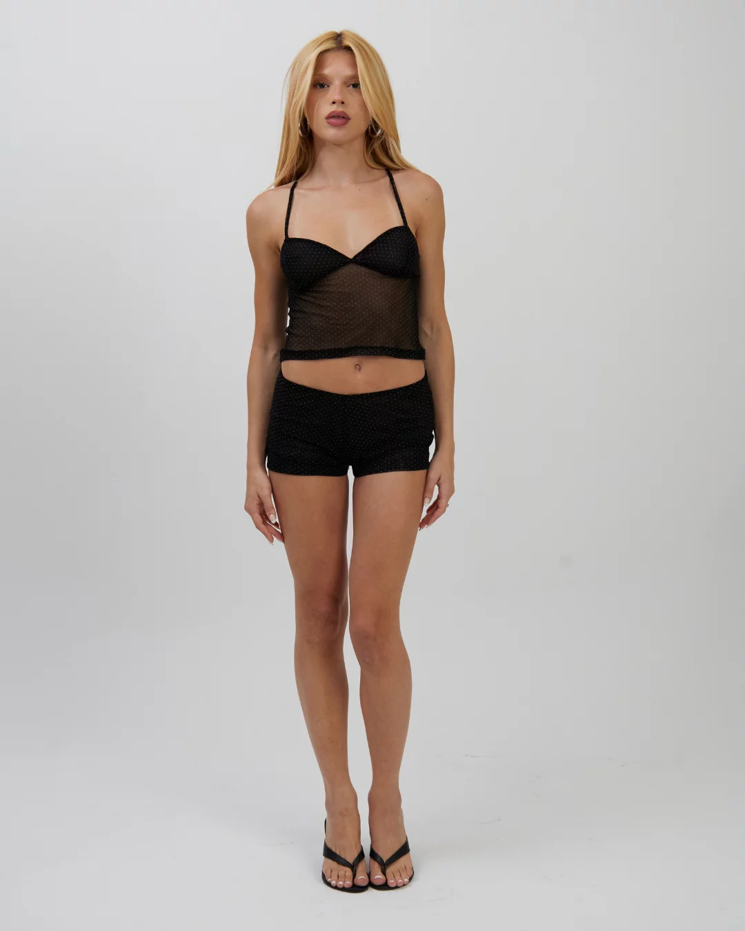 Top V Tule Mini Poá Preto - Imagem 10