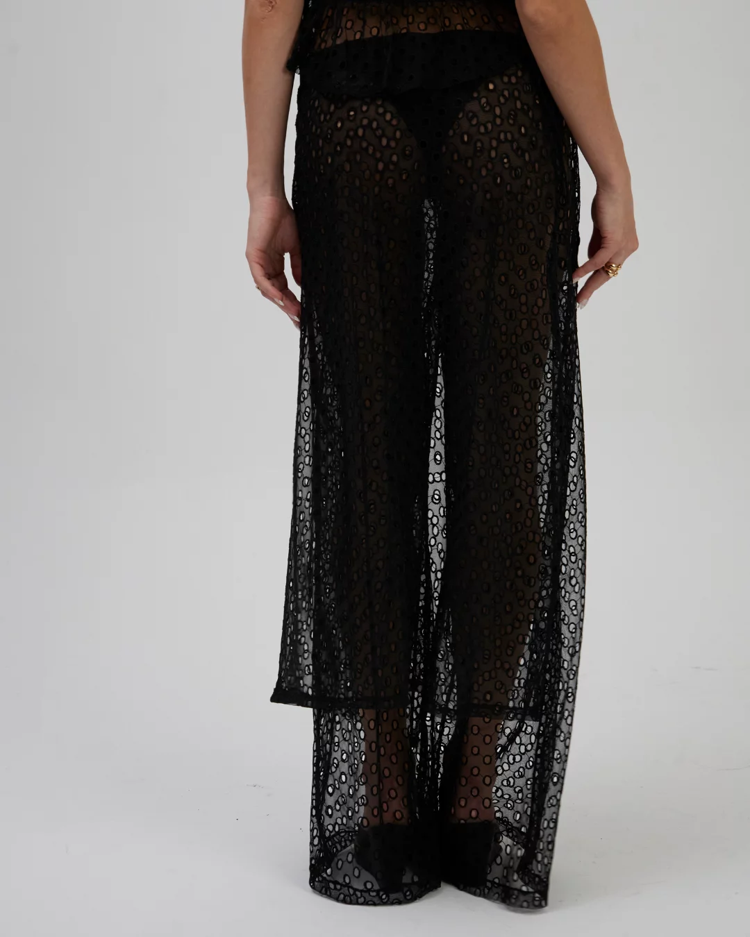 Saia Longa Lenço Tule Bordado Preta - Imagem 9