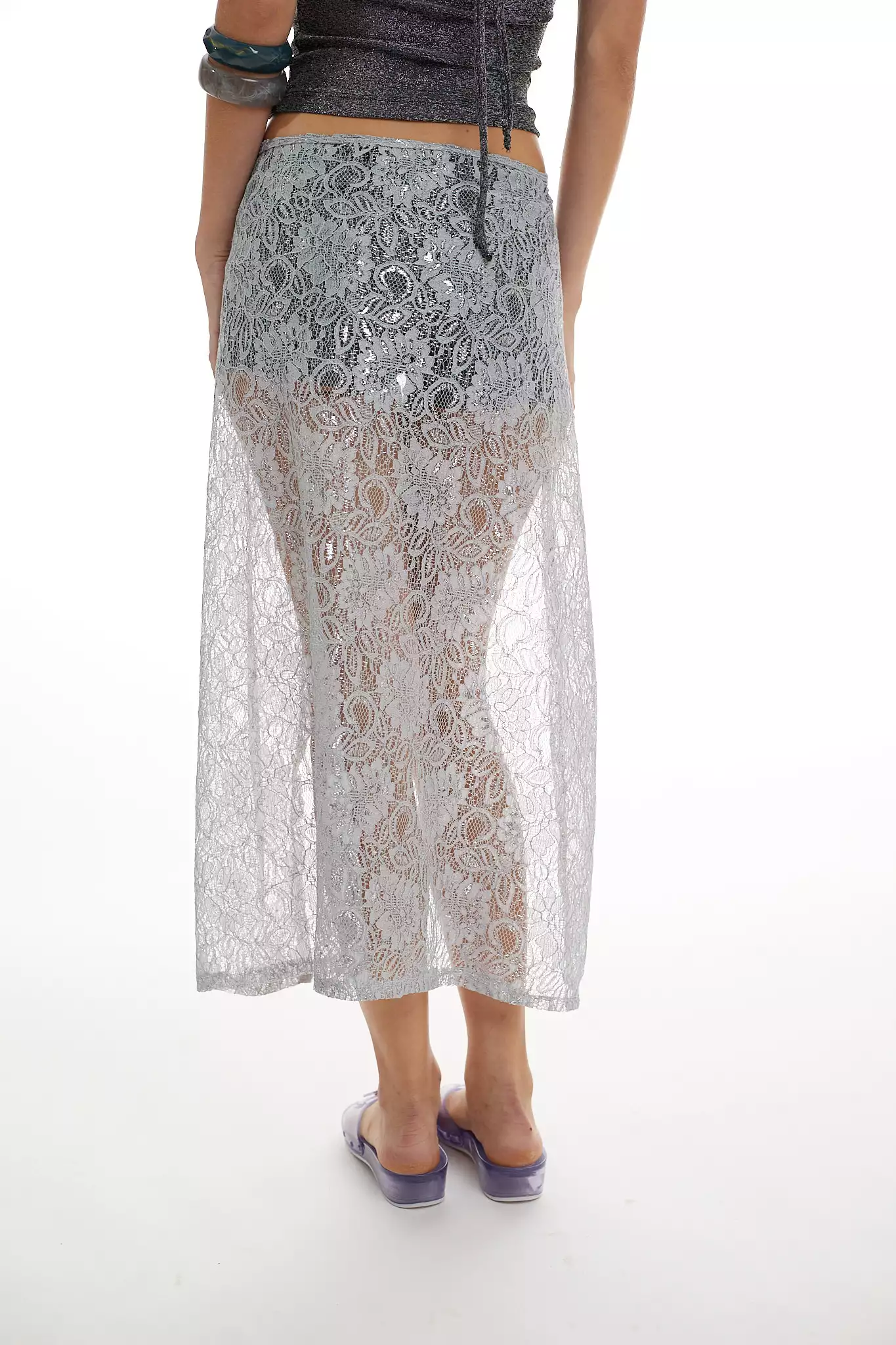 Saia Lenço Longa Renda Prata - Imagem 14