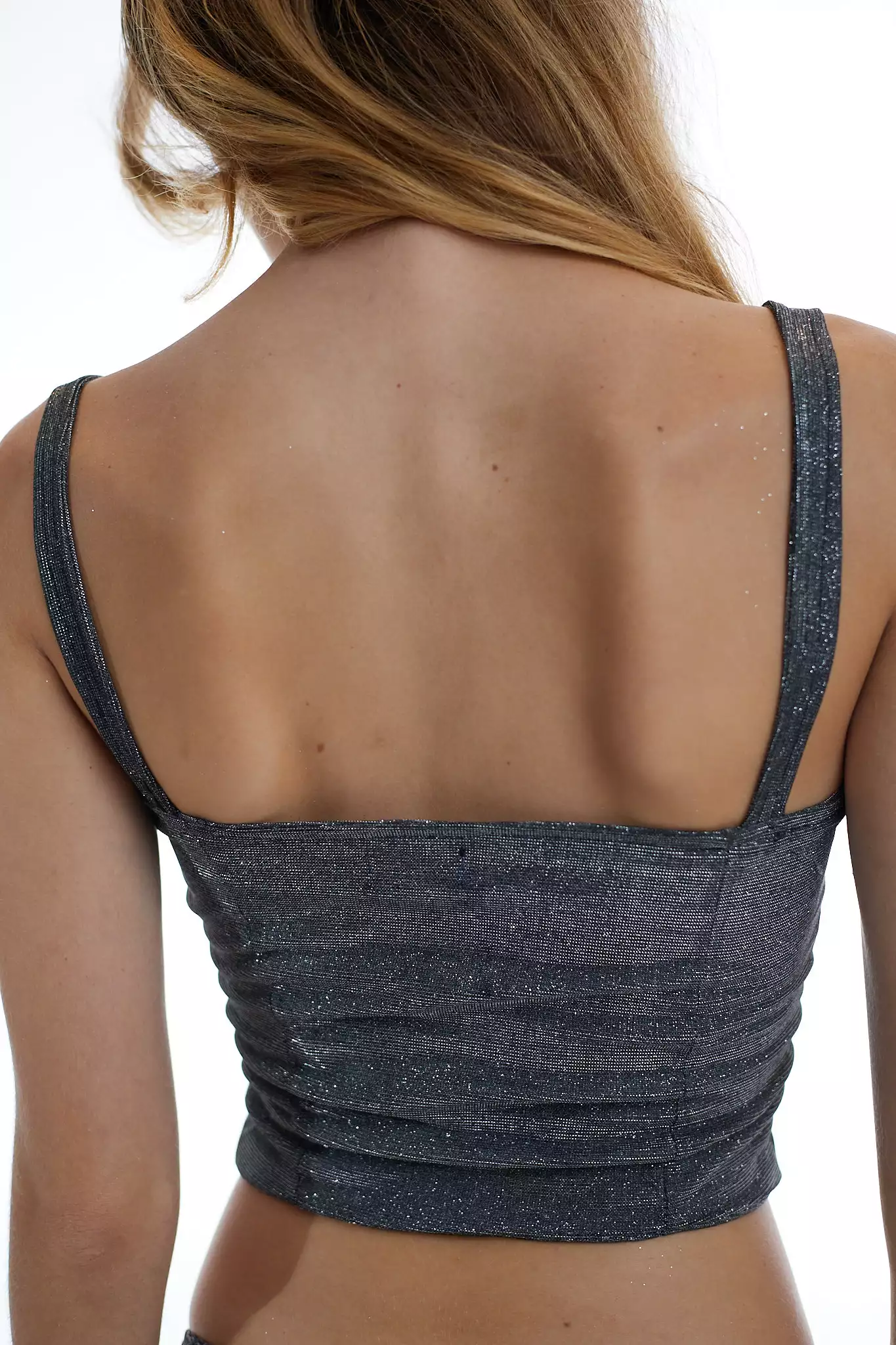 Blusa Corset Tachinha Lycra Prata Escura - Imagem 13